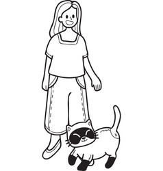 Hand Drawn Cat Begging Owner In Doodle Style