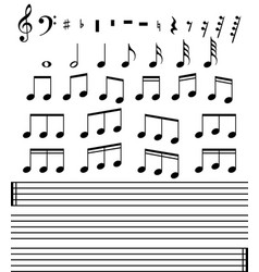 Set Many Various Black Notes And Symbols