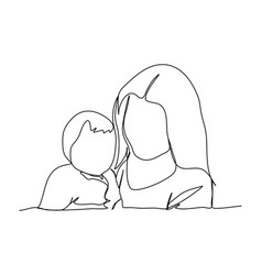 A Woman With Baby One Line Drawing