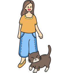 Hand Drawn Cat Begging Owner In Doodle Style