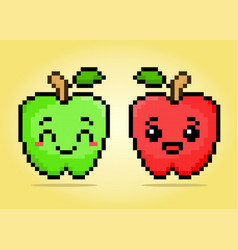 Pixel 8 Bit Apple Character Is Green And Red