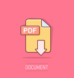 Cartoon Pdf Download Icon In Comic Style