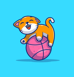 Cute Cat Playing Ball Cartoon