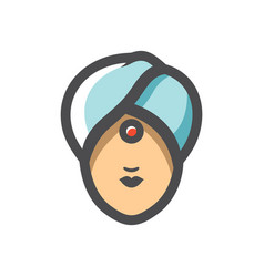 Indian Girl Head Simple Icon Cartoon