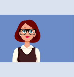 Young Woman Wearing Eyeglasses Cartoon