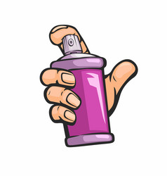 Hand Holding Spray Paint Can Symbol Mascot Cartoon