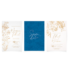 Wedding Invitation Three Set Cards Peony Flowers