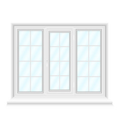 White Triple Window With Blue Glasses