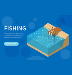 Fishing Fisherman Isometric Banner