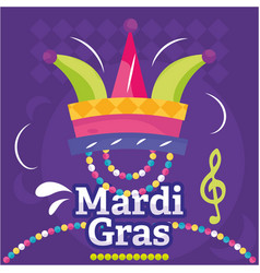 Colored Mardi Gras Poster Isolated Jester Hat