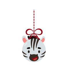 Merry Christmas And New Year Ball With Cute Zebra