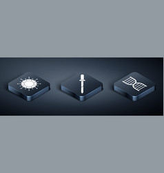 Set Isometric Virus Dna Symbol And Pipette Icon