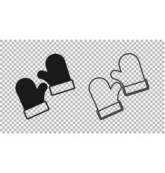 Black Pair Of Knitted Christmas Mittens Icon