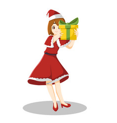 Cute Christmas Human Character Holding Gift Box