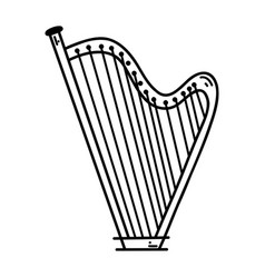 Doodle Harp Sketch Of Musical Instrument Black