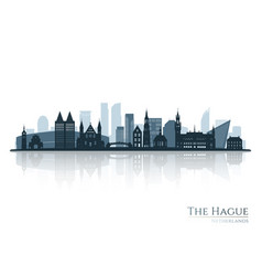 Hague Skyline Silhouette With Reflection