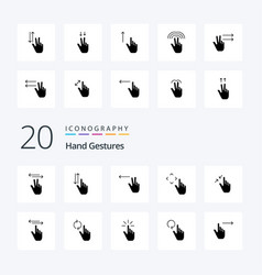 20 Hand Gestures Solid Glyph Icon Pack Like