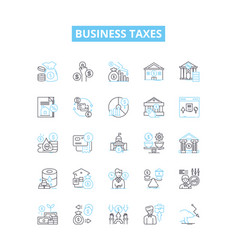 Business Taxes Line Icons Set Taxes