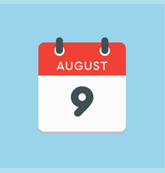 Calendar Icon Day 9 August Date Days Year