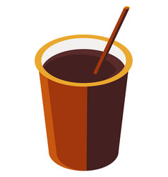 Coffee Cup With Straw Isometric