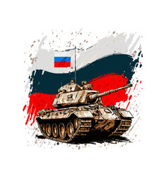 Russian Tank With A Flag War In Ukraine