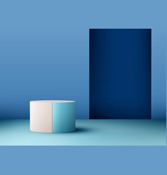 3d Realistic Empty Blue And Pink Podium Stand On