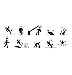 Accident Pictogram Man Icon Wet Floor Injury Leg