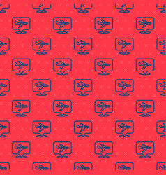 Blue Line Plane Icon Isolated Seamless Pattern