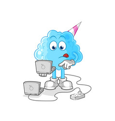 Cotton Candy With Laptop Mascot Cartoon