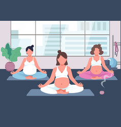 Pregnancy Yoga Group Flat Color