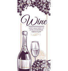 Wine Promo Template Hand Drawn Bottle And Glass