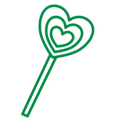 Green Heart Lolipop On A White Background