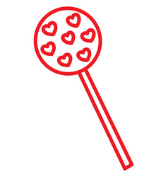 Red Lolipop With Hearts On A White Background