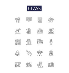 Class Line Icons And Signs Group Course