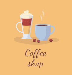 Coffee Shop Poster Or Banner With Beverages