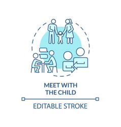 Meet With Child Soft Blue Concept Icon