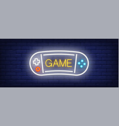 Game Neon Text With Portable Videogame Console