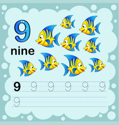 How To Count And Write A Number Nine Fish