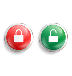 Padlock Lock And Unlock Icons On Green Red