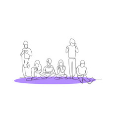 Continuous Line Drawing Of People Playing