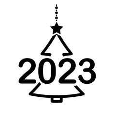 Hanging Christmas Tree With 2023 Numbers Black