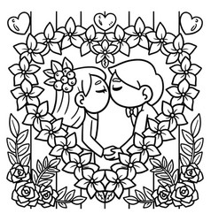 Wedding Kissing Couple Coloring Page For Kids