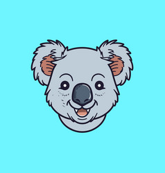 Cute Koala Face Isolated On Blue Background