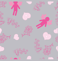 Pattern On A Gray Calm Background Pink Hearts