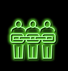 People Chain Crowdsoursing Neon Glow Icon