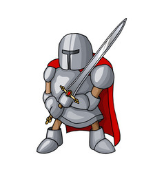 Cartoon Medieval Confident Knight With Broad Sword