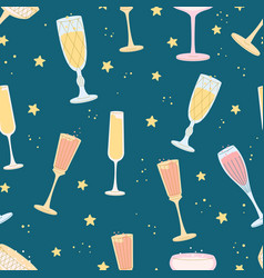 Champagne Glasses Seamless Pattern Party Drinks