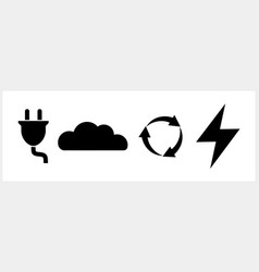 Electric Plug And Cloud Eco Set Clipart Isolated