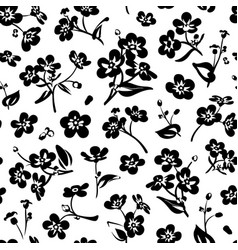 Seamless Pattern With Black Flowers - Myosotis