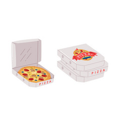 Appetizing Italian Pizza In Cardboard Box As Round